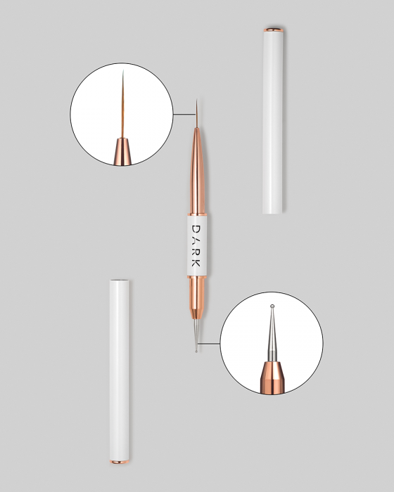 DARK Double-ended brush (liner 13 mm + dotting tool 1.2 mm)