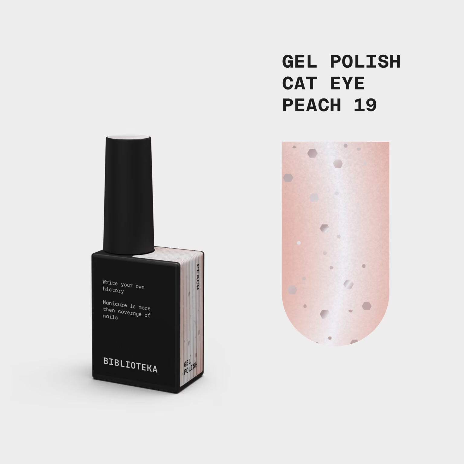 BIBLIOTEKA Cat Eye Gel Polish № 19 Peach – delicate peach nude, 10 ml
