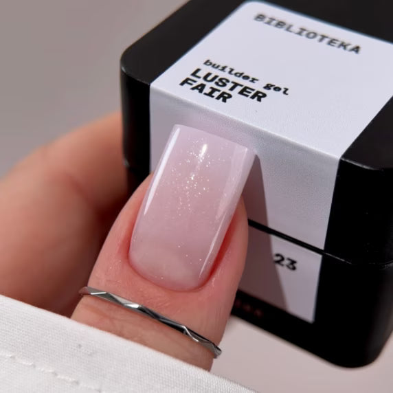 BIBLIOTEKA Builder Gel № 23 LUSTER Fair – Light, clear with shimmer, 15 ml