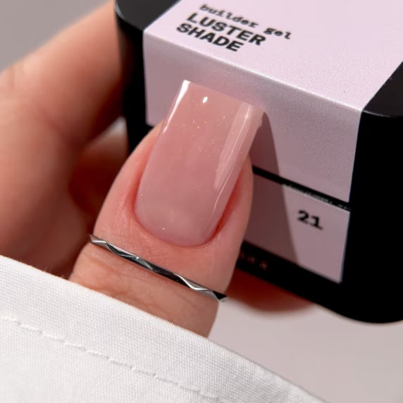 BIBLIOTEKA Builder Gel № 21 LUSTER Shade – Cool pink-beige with shimmer, 15 ml.