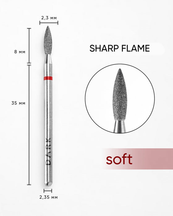 Dark Drill Bit Sharp Flame 2.3x8mm-Red